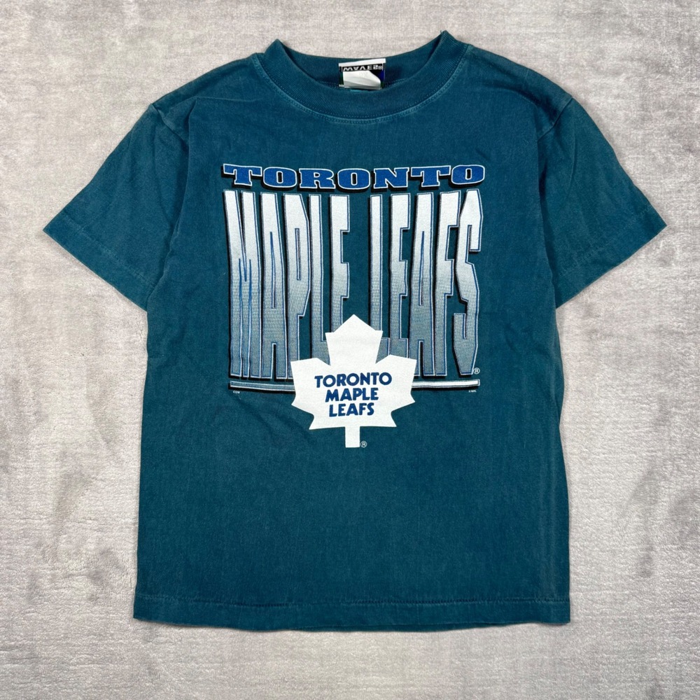 Toronto Maple Leafs Shirt Youth 6 Teal Blue Vintage 90s NHL Hockey Single Sitch